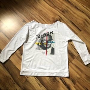 Born Blended white collarless shirt size small Next Level Apparel